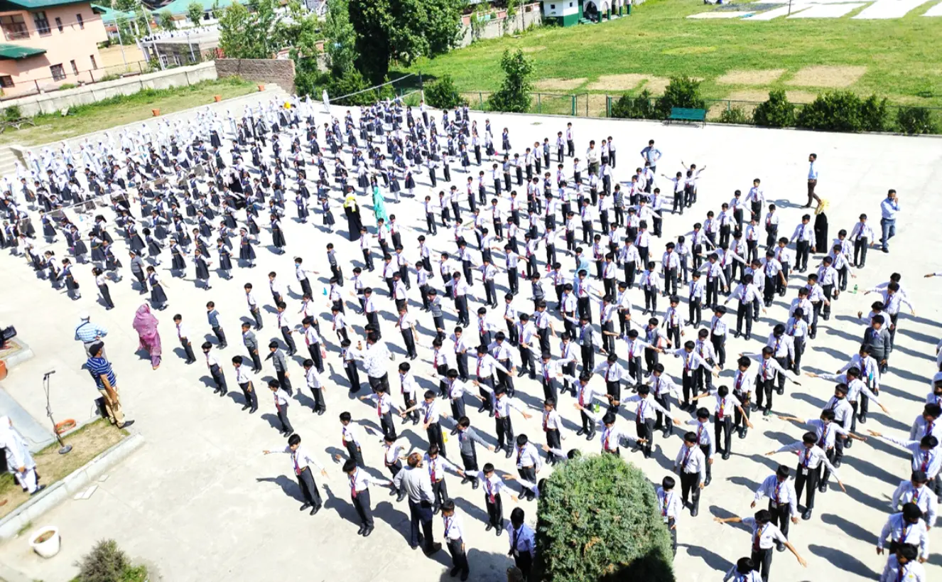 Students performing the morning assembly